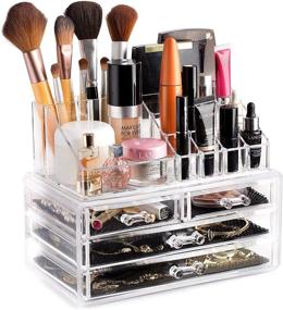 img 4 attached to Translucent Cosmetic Storage Organizer - Effortlessly Arrange Your Cosmetics, Jewelry & Hair Accessories. Enhances Vanity, Bathroom Counter, or Dresser Aesthetic. Transparent Design for Improved Visibility.