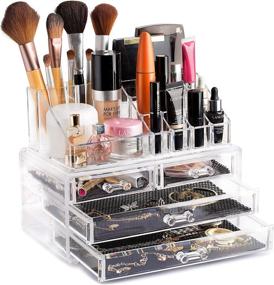 img 2 attached to Translucent Cosmetic Storage Organizer - Effortlessly Arrange Your Cosmetics, Jewelry & Hair Accessories. Enhances Vanity, Bathroom Counter, or Dresser Aesthetic. Transparent Design for Improved Visibility.