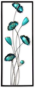 img 1 attached to 🖼️ Stylish Aluminum/Metal Wall Decor Frame 12"x30" (Turquoise Closed Flowers) - All American Collection