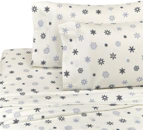 img 3 attached to ❄️ Cozy and Stylish: Pinzon Cotton Flannel Bed Sheet Set - California King, Falling Snowflake Blue from Amazon Brand