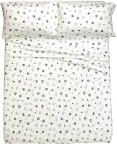 img 2 attached to ❄️ Cozy and Stylish: Pinzon Cotton Flannel Bed Sheet Set - California King, Falling Snowflake Blue from Amazon Brand