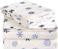 ❄️ cozy and stylish: pinzon cotton flannel bed sheet set - california king, falling snowflake blue from amazon brand logo