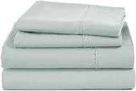 supremely soft 400 thread count 100% cotton sheet set - full size, light aqua - breathable, silky sateen weave - fits 18 inches deep pocket - 4 piece long staple combed cotton sheets logo