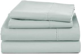 img 4 attached to Supremely Soft 400 Thread Count 100% Cotton Sheet Set - Full Size, Light Aqua - Breathable, Silky Sateen Weave - Fits 18 Inches Deep Pocket - 4 Piece Long Staple Combed Cotton Sheets