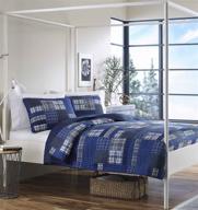 🛏️ eddie bauer home eastmont collection twin quilt set - 100% cotton, reversible, all season bedding, pre-washed for extra softness, navy logo