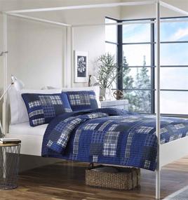 img 4 attached to 🛏️ Eddie Bauer Home Eastmont Collection Twin Quilt Set - 100% Cotton, Reversible, All Season Bedding, Pre-Washed for Extra Softness, Navy