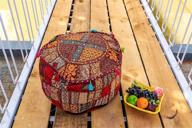 🪑 cotton patchwork vintage boho embroidered bean bag seating pouf covers ottoman kids stool decorative chair boho home décor - art box (14x22 inches, cover only) logo