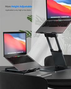 img 2 attached to 📱 Nulaxy Adjustable Height Laptop Stand for Desk - Portable Laptop Riser, Ergonomic Computer Stand Compatible with MacBook Air Pro, Dell XPS, and More 10-17" Laptops - Gray