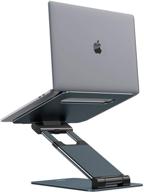 📱 nulaxy adjustable height laptop stand for desk - portable laptop riser, ergonomic computer stand compatible with macbook air pro, dell xps, and more 10-17" laptops - gray logo