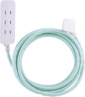 cordinate designer 3 polarized outlet extension cord with surge protection, mint braided décor fabric cord - 10 ft, low-profile plug with tamper resistant safety outlets, 37912 logo