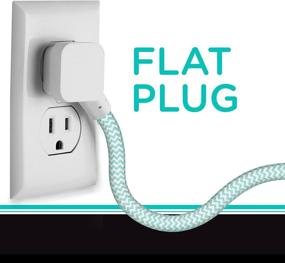 img 1 attached to Cordinate Designer 3 Polarized Outlet Extension Cord with Surge Protection, Mint Braided Décor Fabric Cord - 10 ft, Low-Profile Plug with Tamper Resistant Safety Outlets, 37912