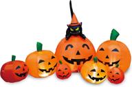 🎃 joiedomi halloween 7-ft long inflatable 7 pumpkins with witch's cat – led lights, easy set-up – outdoor halloween party yard decorations, garden, lawn logo