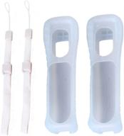 ambertown 2-pack white silicone skin case cover with wrist strap for nintendo wii remote: enhance your gaming experience with protective accessories логотип