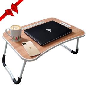 img 4 attached to 🛏️ Многофункциональный стол для ноутбука и поднос для кровати с отделением для планшета и кружки - идеально подходит для работы, учебы, чтения и завтрака в постели/на диване.