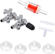 🐠 pawfly 2-3 way cross aquarium gang valve - air flow control lever valve distributor splitter with check valves, suction cups & airline connectors for fish tank logo