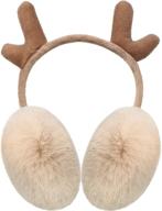 🦌 fluffy reindeer winter earmuffs, cute cartoon ear plush warmers: foldable & soft logo