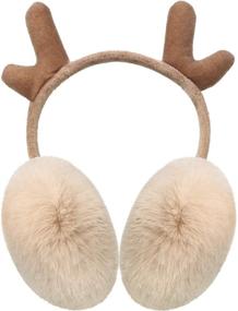 img 4 attached to 🦌 Fluffy Reindeer Winter Earmuffs, Cute Cartoon Ear Plush Warmers: Foldable & Soft