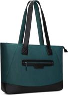 👜 mosiso lightweight tote bag for 17-17.3 inch laptops, pu & polyester women's shoulder handbag for work, travel, shopping - deep teal logo