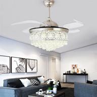 morechange 42-inch crystal fandelier ceiling fan with lights: modern led chandelier fan lighting with remote control, retractable blades, 3 speeds, 3 color changes - perfect fixtures for living room or bedroom (silver) логотип