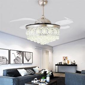 img 4 attached to MoreChange 42-Inch Crystal Fandelier Ceiling Fan with Lights: Modern LED Chandelier Fan Lighting with Remote Control, Retractable Blades, 3 Speeds, 3 Color Changes - Perfect Fixtures for Living Room or Bedroom (Silver)