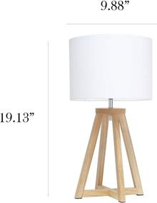 img 2 attached to 🔲 Stylish Interlocked Triangular Wood Fabric Shade Table Lamp for an Elegant Touch - Natural/White Finish