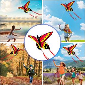 img 2 attached to 🦋 2021 Giant Butterfly Kite for Kids and Adults - Outdoor Games and Activities - Easy Fly Single Line String - Beach, Trip, Park, Family Fun