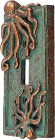 img 2 attached to Bronze/Verdigris Finish Style 2 Top Brass Large Octopus/Kraken Electrical Cover Wall Plate - Single Switch (Single Switch)
