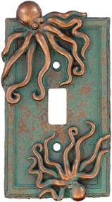 img 3 attached to Bronze/Verdigris Finish Style 2 Top Brass Large Octopus/Kraken Electrical Cover Wall Plate - Single Switch (Single Switch)