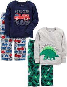 img 4 attached to 4-Piece Pajama Set for Little Kids and Toddlers by Carter's - Cotton Top with Fleece Bottom - Simple Joys