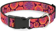 🐾 adjustable sizes boho mandala pet collar - vibrant purples, oranges, and pinks - perfect for small, medium, and large dogs - buckle-down plastic clip logo