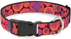 img 2 attached to 🐾 Adjustable Sizes Boho Mandala Pet Collar - Vibrant Purples, Oranges, and Pinks - Perfect for Small, Medium, and Large Dogs - Buckle-Down Plastic Clip