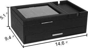 img 1 attached to Lifomenz Co Men's Jewelry Box Valet Tray with Drawer and Charging Station Organizer - Nightstand Catchall Tray for Men's Jewelry and Accessories
