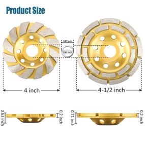 img 3 attached to [2021 Upgraded] 2 Pack Diamond Cup Grinding Wheel Set - Double Row Concrete Grinding Wheel for Angle Grinder - Heavy Duty 4-1/2 Inch & 4 Inch Wheels - Perfect for Polishing (Gold)