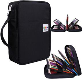 img 1 attached to BOMKEE 220-Slot Pencil Case – Colored Pencils & Gel Pen Organizer Bag with Zipper for Students, Kids, Adults & Artists – Handy Glitter Gel Pens Holder, Refills, Waterproof Coloring Case (Black)