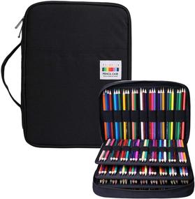 img 4 attached to BOMKEE 220-Slot Pencil Case – Colored Pencils & Gel Pen Organizer Bag with Zipper for Students, Kids, Adults & Artists – Handy Glitter Gel Pens Holder, Refills, Waterproof Coloring Case (Black)