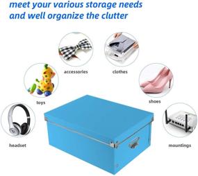 img 1 attached to 📦 Space-Saving Storage Solution: XUCHUN Decorative Storage Box Set with Lid - 3-in-1 Design, Foldable, Moisture-Proof, Ideal for Clothes, Cosmetic, Blankets