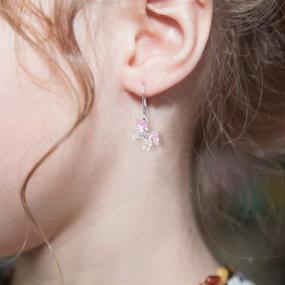img 3 attached to Enamel Unicorn Crystal Earrings in White 🦄 Gold with Silver Leverbacks for Babies, Girls, and Children