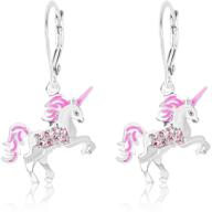 enamel unicorn crystal earrings in white 🦄 gold with silver leverbacks for babies, girls, and children logo