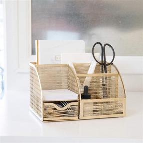 img 2 attached to 🖊️ Stylish Gold Desk Organizer and Storage Holder for Pens, Pencils, and Office Supplies - Enhance Your Home or Office Decor