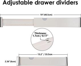 img 3 attached to 🗂️ 4 Pack Expandable Drawer Dividers - Organizers and Separators for Dresser, Kitchen, Bedroom, Bathroom, Office or Dresser Storage - Fits 13.2-19", Ideal for Silverware, Utensils, and Tray Organization