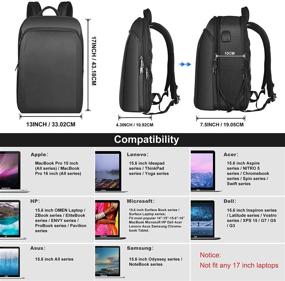 img 3 attached to 🎒 ZINZ Slim and Expandable Anti-Theft Laptop Backpack with USB - College, Business, and Travel Notebook Bag for Men & Women - 15.6 to 16 Inch - Deep Black