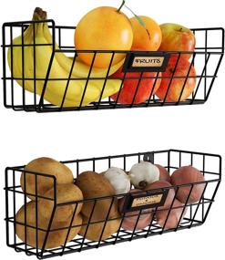 img 4 attached to 🧺 Enhanced Kitchen Organization and Storage with Wall35 Macon Wall-Mounted Metal Wire Baskets, Hanging Fruit Basket Set of 2 in Black