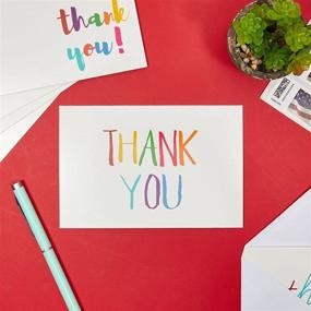 img 3 attached to 🌈 Vibrant Rainbow Thank You Cards: Bulk Boxed Set of 144 with Envelopes (4x6 In)