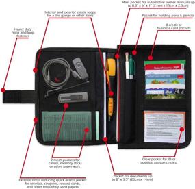 img 2 attached to 🚗 Органайзер для хранения документов автомобиля - держатель отсека для перчаток - чехол для руководства владельца - автомобильный кошелек для регистрации и страховых карт - премиум держатель автодокументов - в комплекте журнал эксплуатации - черный.