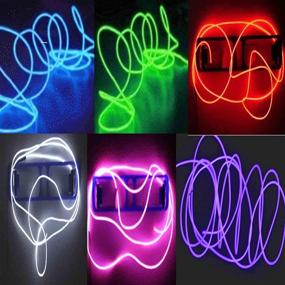 img 3 attached to 6 Pack - TDLTEK Neon Glowing Strobing Electroluminescent Wire/El Wire Set (Blue, Green, Red, Pink, Purple, White) with 3 Modes Battery Controllers