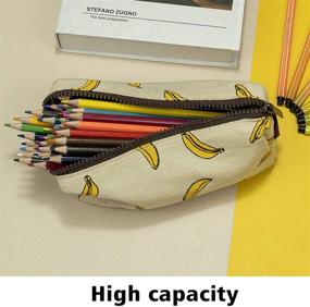 img 2 attached to 🍌 LParkin Banana Pencil Case Pouch - Cute Teacher Gift Gadget Bag, Makeup Cosmetic Bag, Stationery Kawaii Pencil Box