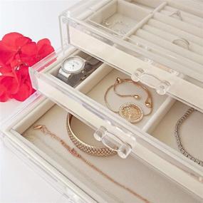 img 1 attached to Acrylic Jewelry Organizer Box with 3 Drawers - Clear Jewelry Boxes for Women: Earrings, Rings, Bangles, Bracelets, and Necklaces - Velvet Jewelry Display Case and Holder Storage