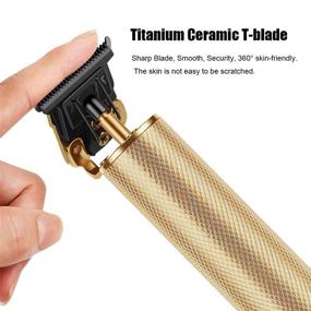 img 3 attached to Rechargeable Cordless T-Blade Close Cutting Hair Clippers for Men - Zero Gapped Professional Hair Trimmer with 4 Combs, Ideal for Haircuts, Beard Shaving, and Barbershops (Gold)