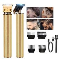 rechargeable cordless t-blade close cutting hair clippers for men - zero gapped professional hair trimmer with 4 combs, ideal for haircuts, beard shaving, and barbershops (gold) logo