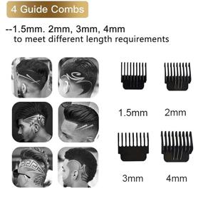 img 1 attached to Rechargeable Cordless T-Blade Close Cutting Hair Clippers for Men - Zero Gapped Professional Hair Trimmer with 4 Combs, Ideal for Haircuts, Beard Shaving, and Barbershops (Gold)